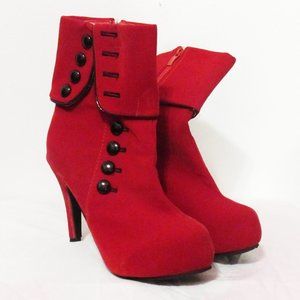 Red High Heel Booties 7